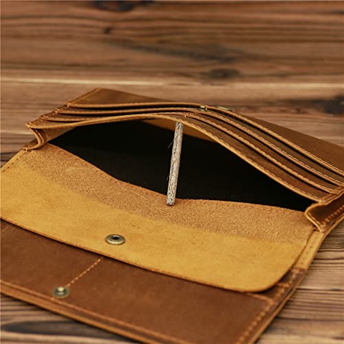 Vintage Men's Long Wallet Men Genuine Leather Clutch Wallets Purses Multi-Card Retro Card Holder4