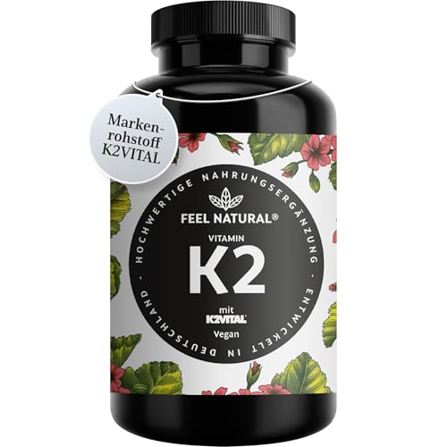 Vitamin K2 MK7-365 Kapseln - 200µg je Kapsel - Spitzenrohstoff K2VITAL® mit 99,7% All-Trans-MK7 - Hochdosiert, vegan, ohne Zusätze wie Magnesiumstearat - laborgeprüft, in Deutschland produziert
