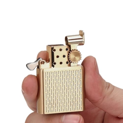 Kerosinfeuerzeug im Retro-Stil aus antikem Metall, Vintage-Schleifrad, nachfüllbares Brennstofffeuerzeug aus Messing, weiche Flamme, winddichte Taschenlampe, wiederverwendbar, praktisches Feuerzeug, G