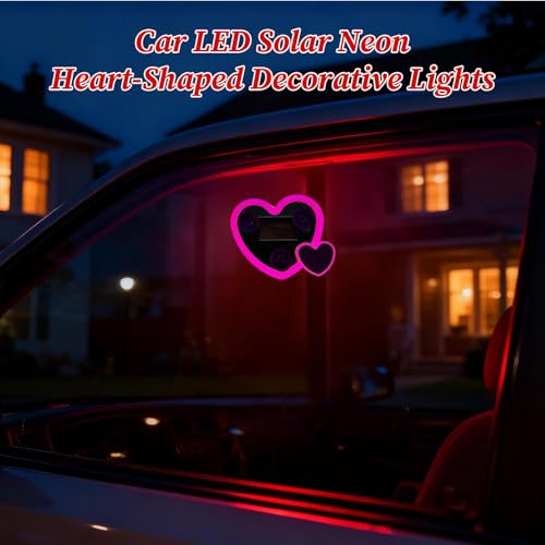 Decoración interior ventana triangular camión con lámpara solar de corazón y luces para coche 2