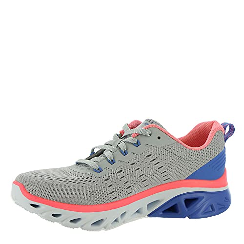Skechers Women's Low-top Trainers, Lgmt=Light Gray Yellow Pink & Purple Trim, 8