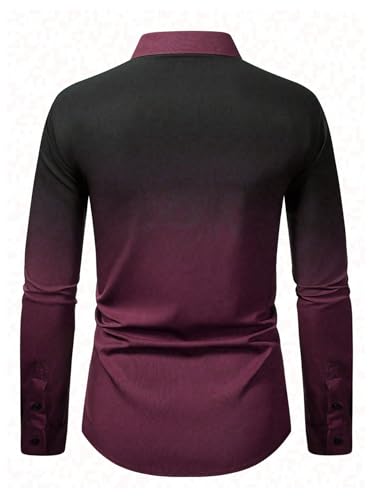 Men's Ombre Dress Shirts Casual Long Sleeve Button Down Business Shirt2