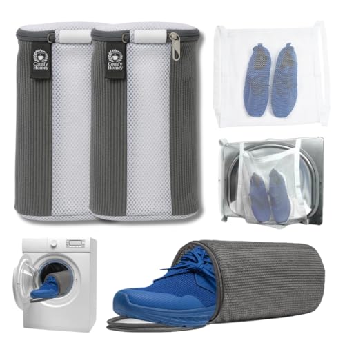 ComfyHomey Shoe Laundry Bag Set: 2 Pack Shoe Washing Machine Bag + Reusable Dryer Mesh Bag |...