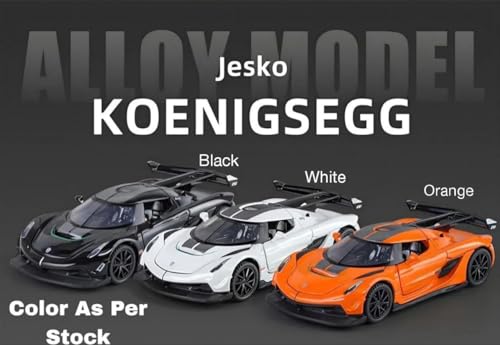 Image of 1:32 Koenigseggg Jesko Sports Model Exclusive Alloy Diecast Pull Back Toy car with Openable Doors & Light Music Toys for Kids Boy Girl Gift (1:32 Koenigseggg -Random Color)