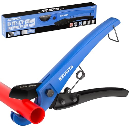 EZUVITA PEX Pipe Cutter with Stainless Steel Blade 35mm Cutting Capacity Aluminum Alloy Tubing Cutter for PEX PVC CPVC PE PP Rubber Hose Suitable for Home and Plumbing Repairs