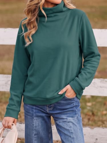 Fisoew Womens Turtleneck Sweatshirt Fleece Oversized Pullover Casual Tops - image 2