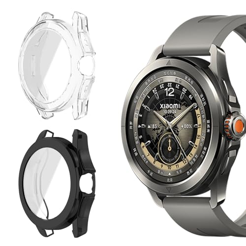 #VerdientProvisionen<br>[2 Stück] Hülle mit Schutzfolie Kompatibel mit Xiaomi Watch S4 Sport Anti Kratzfest Vollschutz Shell Flexible TPU Schutzhülle für Xiaomi Watch S4 Sport Schwarz Transparent