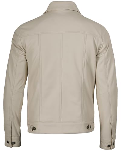 Image of Blingsoul Men's Leather Jacket - Real Full-Grain Lambskin Trucker Jacket for Men
