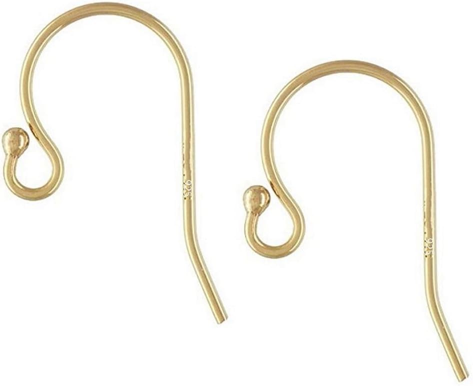 20pcs Adabele Real Yellow Gold Plated Sterling Silver Ball End Fish Hook 20mm Dangle Ear Wire Earring Connector (Wire 0.6mm/22 Gauge) for Jewelry Making SS236-6