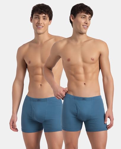 Image of Jockey 8008 Men Super Combed Cotton Rib Solid Boxer Brief with Ultrasoft and Durable Waistband Pack of 2