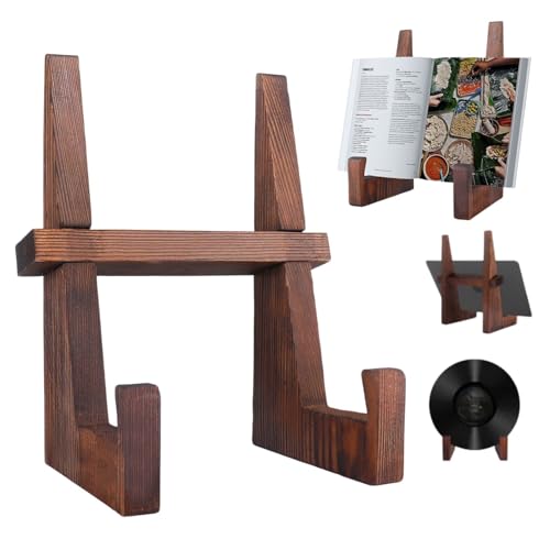 Support D’assiettes en Bois en Forme de H, Lutrin et Porte-Livres pour Cuisine, Salon ou Bureau,...