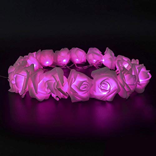 Image of KharidoLive 40 LED Pink Rose String Lights Home Decoration (6 Meter Long, 2 Pin Plug, LED Color Pink - Steady)