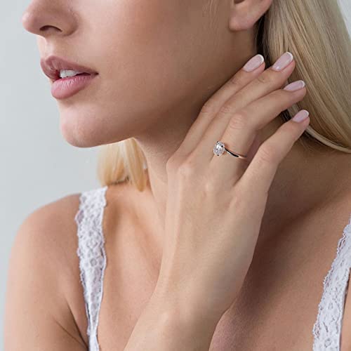 Getlove Oval Cut Moissanite Engagement Ring 1.5 Carat Solitaire Moissanite Rings 18K Gold Plated Solid Sterling Silver Moissanite Ring With D Color Vvs1 Clarity Gift For Her Size 5.5 #TOP3
