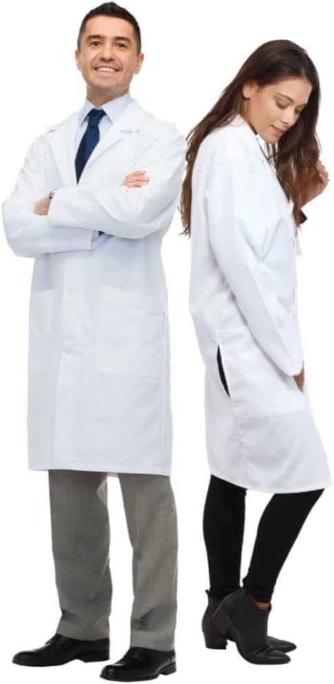 Unisex Lab Coat for Adults - Lightweight, Machine-Washable Costume with 3 Pockets - White