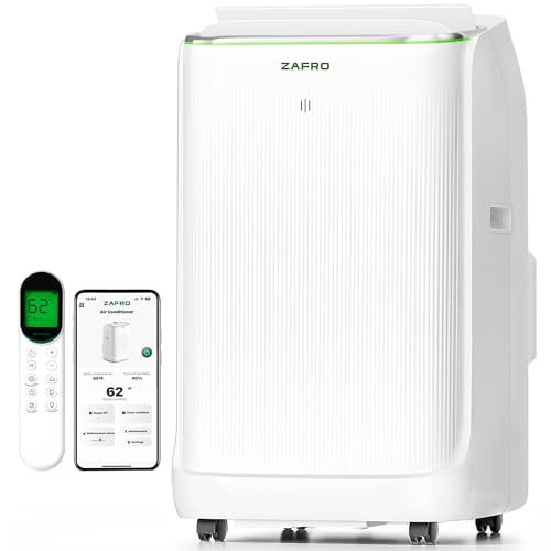 ZAFRO Smart Inverter Portable Air Conditioners, 16000 BTU (12000 BTU SACC) Dual Hose Portable AC Unit with Energy Saving/Ultra Quiet(42dB)/Drainage-free Cooling/APP/Remote for Multi-Scenario Use