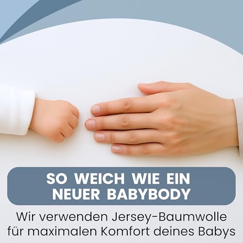 Bisoo Spannbettlaken Laufstall 75x95 / 75x100. Wasserdicht & Atmungsaktiv. Jersey Bettlaken aus Baumwolle spart dir den Matratzenschoner. Mit großzügigen Rändern für einfaches Aufziehen. Grau