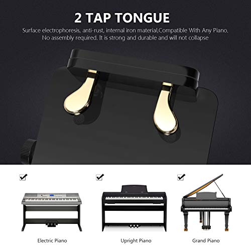 Neewer Adjustable Piano Pedal Extender Bench for Kids, 5-7.5 inches/13-19 centimeters Height Adjustable Piano Foot Pedal Extender with 2 Pedals (Black)