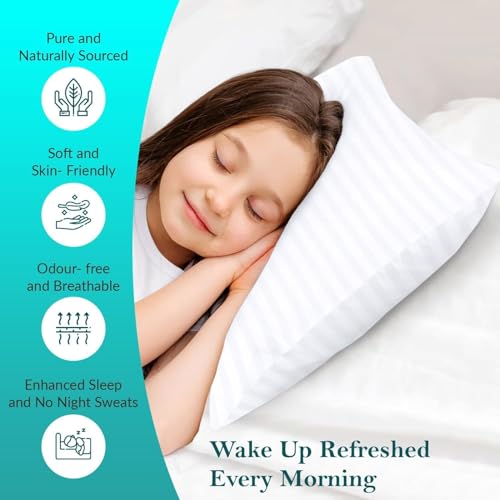 Image of Toddler Travel Stripes Pillowcases 12 x 16 Inches - 2 Piece - Zipper Closure 100% Egyptian Cotton 400 Thread Count Soft & Breathable Travel Pillowcases Wrinkle & Fade Resistant - White