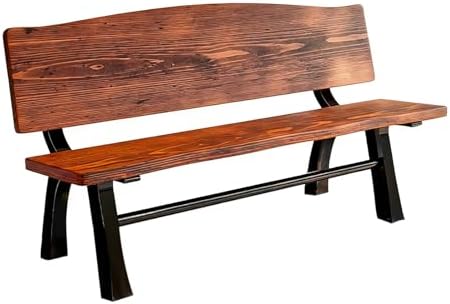 Durable Solid Wood Outdoor Garden Bench with Metal Backrest - Weatherproof Patio Seating for Yard, Park, Front Porch - Easy Assembly, Blue (120x52x74cm)