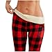 Fleece Lined Leggings Women Checkered Fleece Lined High Waisted Legging Fashion Winter Thermal Warm Outdoor Pants Red Fashion Leggings for Women S