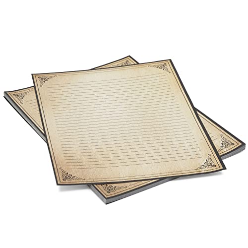 image for Juvale 48 Sheets Vintage Lined Paper with Antique Border Design, Aged 