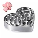 7 Pack Fondant Pastry Biscuit Molds Heart Cookie Cutter Set Stainless Steel Heart Shaped Cookie Cutters For Baking Fondant Craft Clay Valentine's Day Gift
