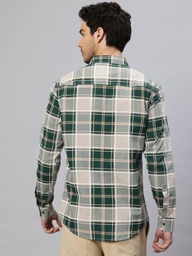 Image of Majestic Man Stylish Slim Fit Cotton Spread Collar Checked Casual Shirt