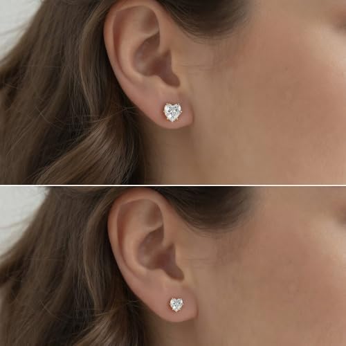 3 Pair Small Stud Earrings for Women Trendy 14K Copper Gold Hypoallergenic Premium Cubic Zirconia Fashion Jewelry Gifts (Heart Butterfly, Stud) — view 6