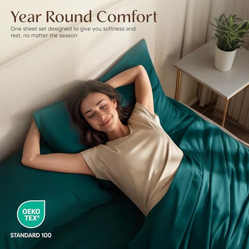 Image of Utopia Bedding Twin Sheet Set - 3 Piece Bed Sheets for Twin Size Bed, Soft and Breathable Microfiber, Includes 1 Fitted Sheet, 1 Flat Sheet and 1 Pillowcase (Teal Green)