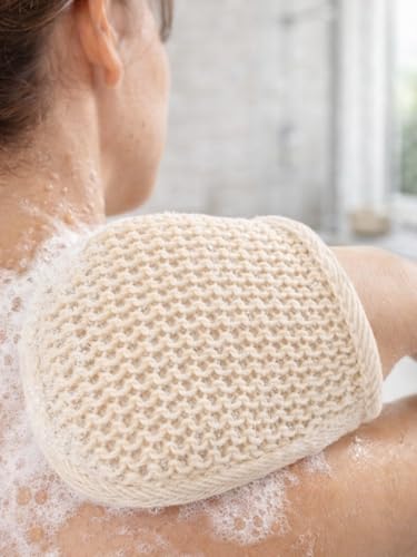 Sisal Lifli Eldiven Banyo Kesesi Banyo Duş Lifi 4 Doğal Peeling Etkili Vücut Kesesi Çift Taraflı