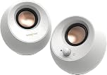 CREATIVE Pebble V3 Minimalist USB C 2.0 Desk Speaker with USB Audio, Clear Dialogue, Bluetooth 5.0, 8W Sine Wave Power at 16W Peak Power, USB-A Converter Included (White)