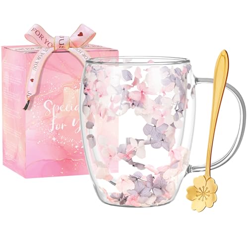 Schöne Trockene Blume Doppelwand Glas Kaffeetasse Herbst Teetasse Mit Griff Isoliert Hitzebeständig Weihnachten Geburtstag Geschenk Für Frauen Beste Freundin Lehrer Mutter Geschenk Neues Zuhause