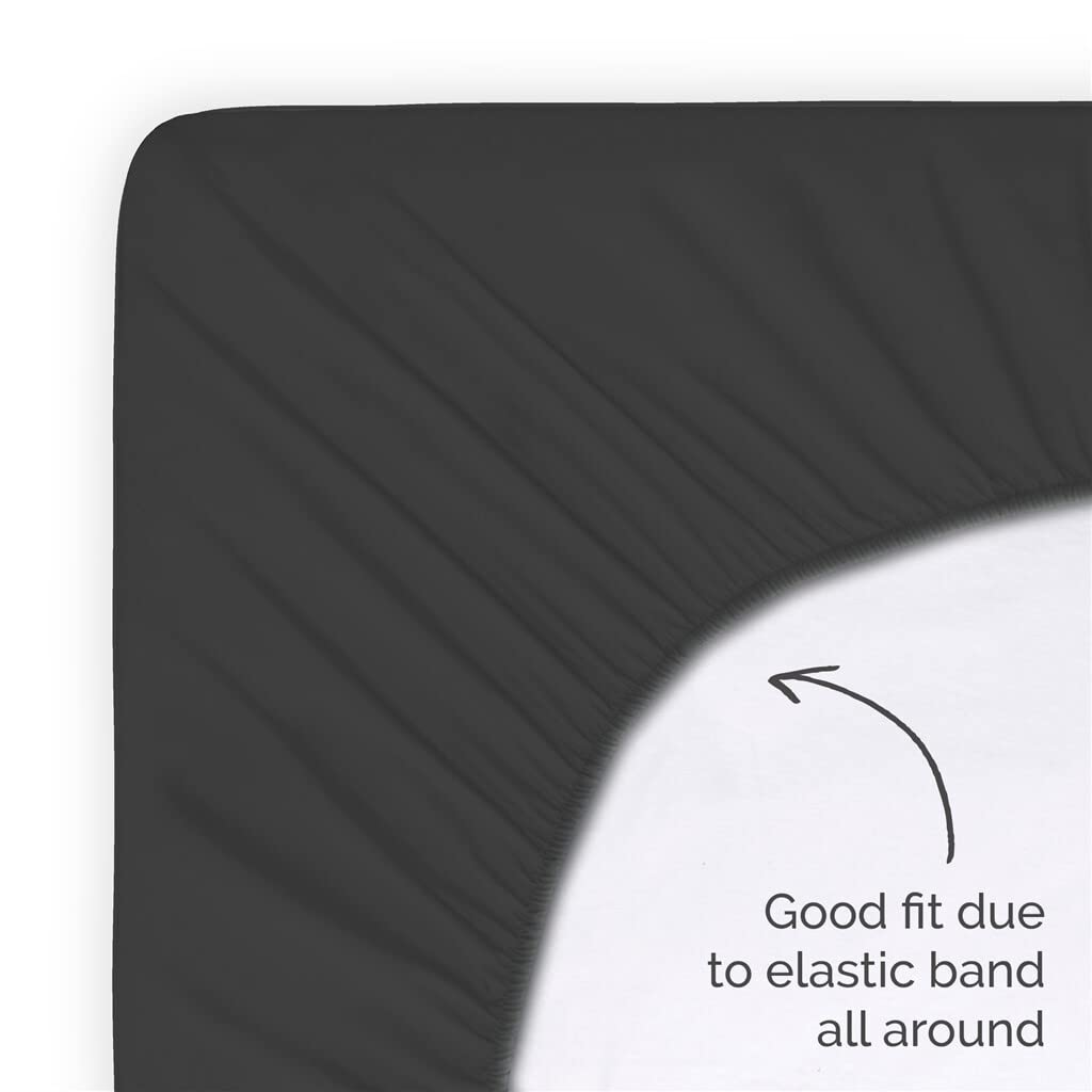 Walra Jersey Fitted Sheet, 140 x 200 cm, 100% Cotton, for the Mattress Soft Feel, Wrinkle Resistant, Anthracite - Image 2