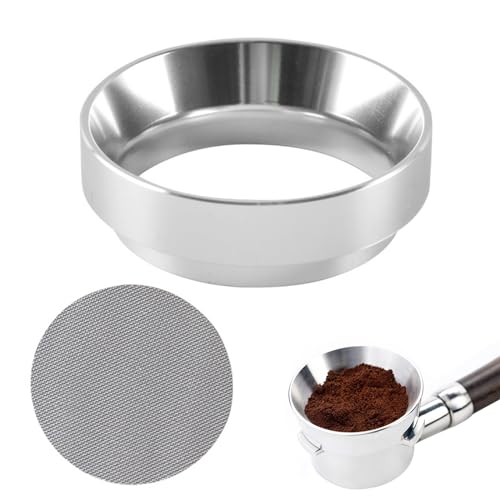 58mm Dosing Funnel, Magnetic Espresso Dosing Funnel 58mm Portafilter Funnel with Puck Screen, Aluminum Alloy Espresso Coffee Dosing Ring Coffee Machine Accessories for Barista, Home, Cafe