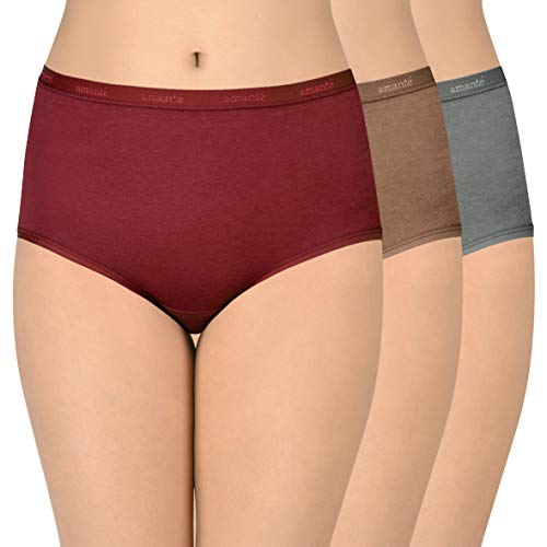 Image of Amante Solid Cotton Full Brief Panty Pack(Pack of 3)