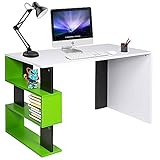 bakaji scrivania con libreria 3 ripiani tavolo da lavoro porta pc computer struttura e piano in legno mdf arredamento casa ufficio cameretta design moderno dimensioni 120 x 60 x 75 cm (verde)