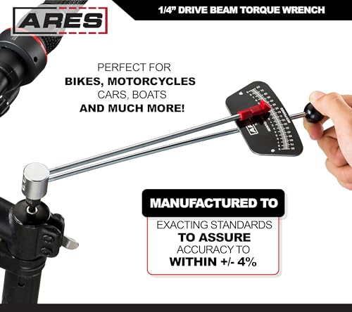 Image of ARES 70213-1 /4-inch Drive Beam Torque Wrench - 0-80 Inch /Pounds and 0-9 Newton /Meter Torque Wrench - High Visibility Markings for Easy Readings