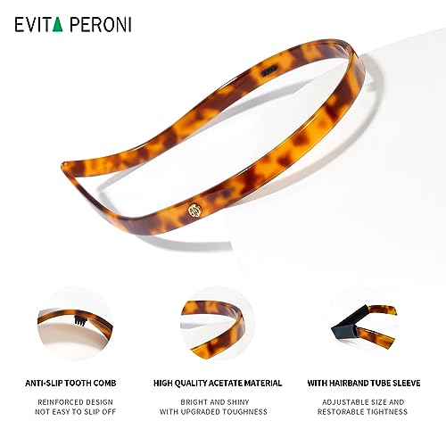 Evita Peroni Hairband Designed For Eyewear, 3Pcs - Basic Color - Tortoise & Amber & Black, Acetate, Fashion Thin Non-Slip Hair Accessories For Women Securing Hair thumb #3