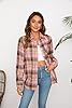 Stamain Women's Checkered Shirt Pink Flannel Plaid Shirts Casual Cotton Long Sleeve Tartan Blouse Top with Pocket XXL #1