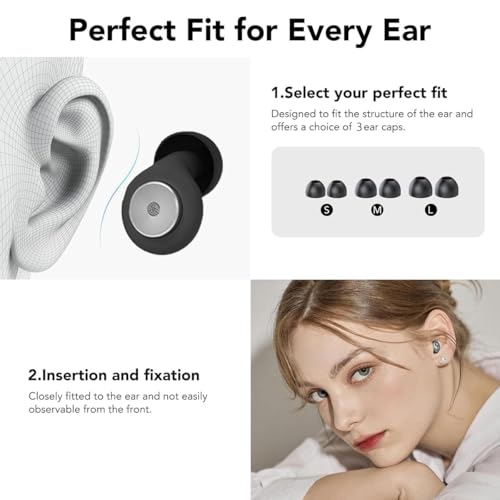 Image of Earbuds Noise Cancellation, 45DB Ear Plugs for Sleeping, Earplugs for Noise Cancelling, Earplugs with Eartips and Carrying Case for Sleeping, Concert, Working, Studying, Traveling (Black)