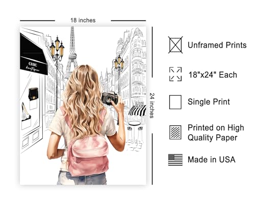 Image of Poster Master Lady With A Camera Print - Fashion Poster - Paris Art - Modern Wall Design - Chic Gift for Women & Fashionista - Glam Decor for Bedroom or Girl's Room - 18x24 Unframed Wall Art