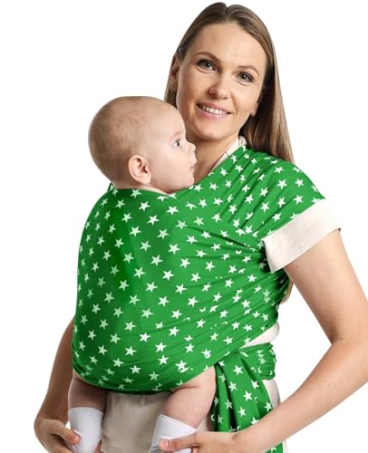 S.Leovay Fashion Star Pattern Baby Wraps Carrier,Comfortable Baby Wearing Wrap and Swaddle,Stretchy, Breathable,Hands-Free Design Infant Sling for Newborn to Toddler 7-35 lbs