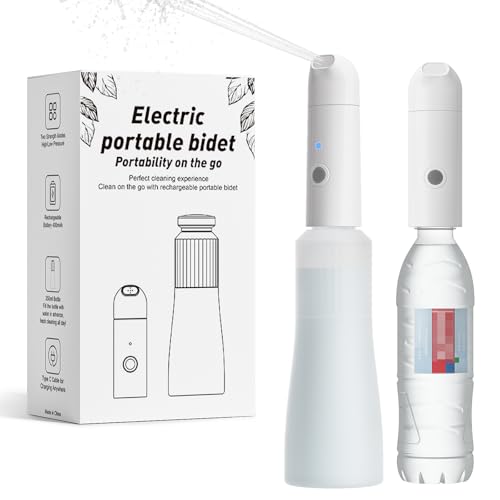 Bidé de viaje portátil, pulverizador eléctrico de 350 ml, IPX7 impermeable y recargable, mini spray de agua para inodoro para limpieza de higiene personal, cuidado postnatal, tratamiento perineal y