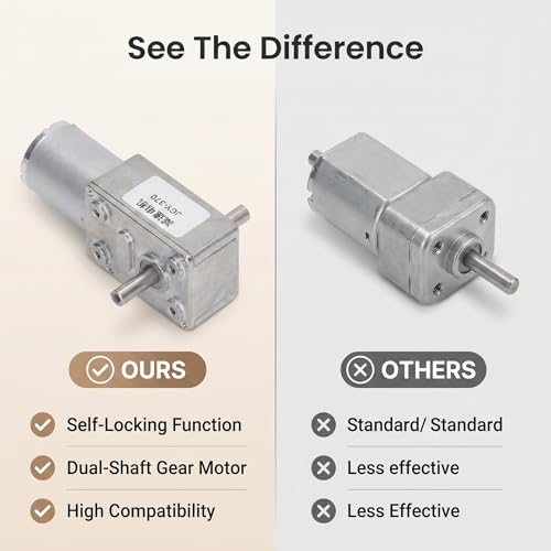 Image of High Torque Gear Motor Double Shafts 12V 25kg.cm Reversible Self Locking for Ovens Washing Machines Curtains (18RPM)