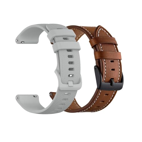 Yeejok Fossil Gen 6/5E 44mm Bands Silicone+Leather, Replacement 22mm Sport Silicone Strap+Crocodile Pattern Leather Strap for Fossil Gen5 Men's Carlyle Garrett/Women's Gen 5 Julianna, Black+Dark Brown
