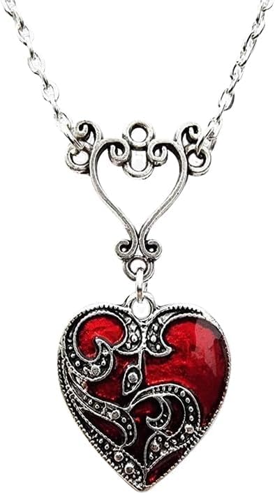 XFSRG Collar de Corazón Vintage para Mujer con Colgante Rojo...