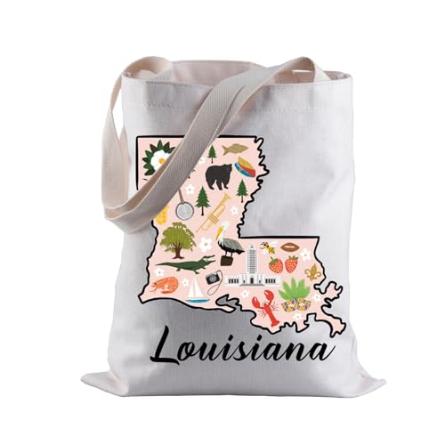 Bolso tipo tote con mapa de Louisiana miniatura 1