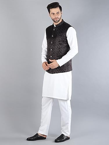 Image of Uri and MacKenzie Men's Silk Blend Kurta Pajama with Designer Ethnic Nehru Jacket /Modi Jacket