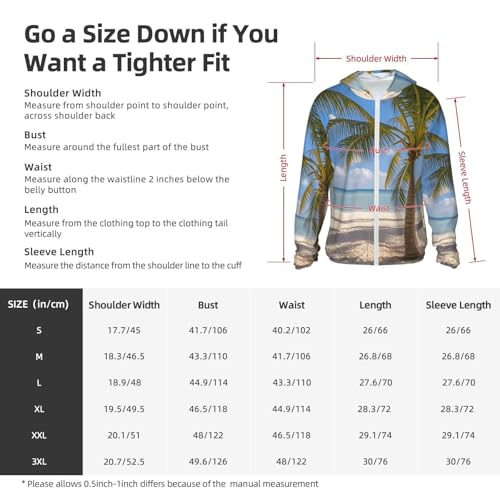 UPF 50+ Beach Palm Tree Sun Protection Hoodie Rash Guard Shirt Long Sleeve Sun Shirt Lightweight Jacket2
