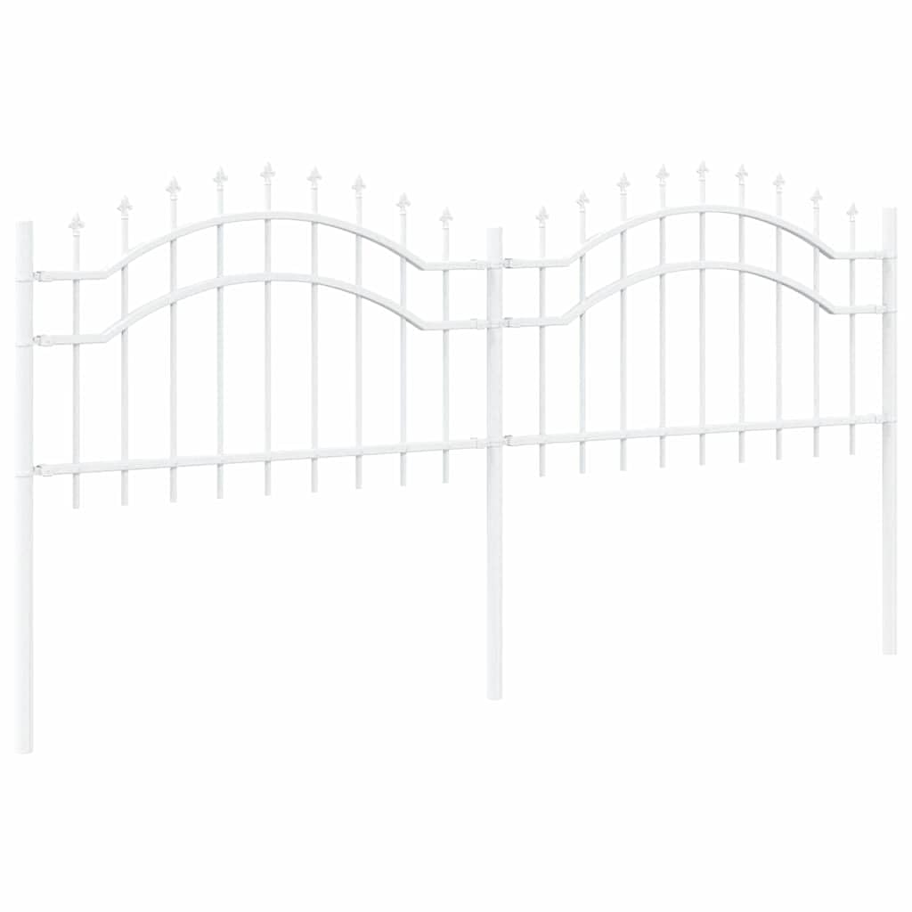 Gartenzaun Woerden Weiß 240 x 115 cm pulverbeschichteter Stahl mit Rostschutz wetterbeständig für Terrasse Balkon Vorgarten als Sichtschutz Zaunelement und Begrenzung